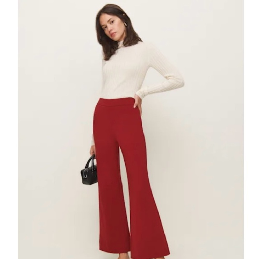 Reformation Red Flare Pants (XS)